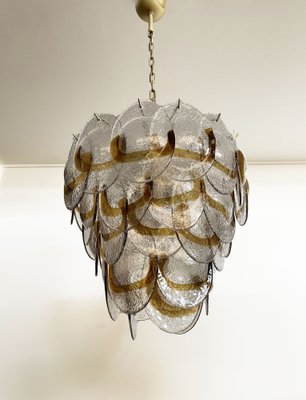 Murano Glass Chandelier with 41 Lattimo Amber Glasses from Mazzega, 1970s-FHZ-1264128