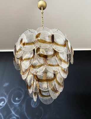 Murano Glass Chandelier with 41 Lattimo Amber Glasses from Mazzega, 1970s-FHZ-1264128