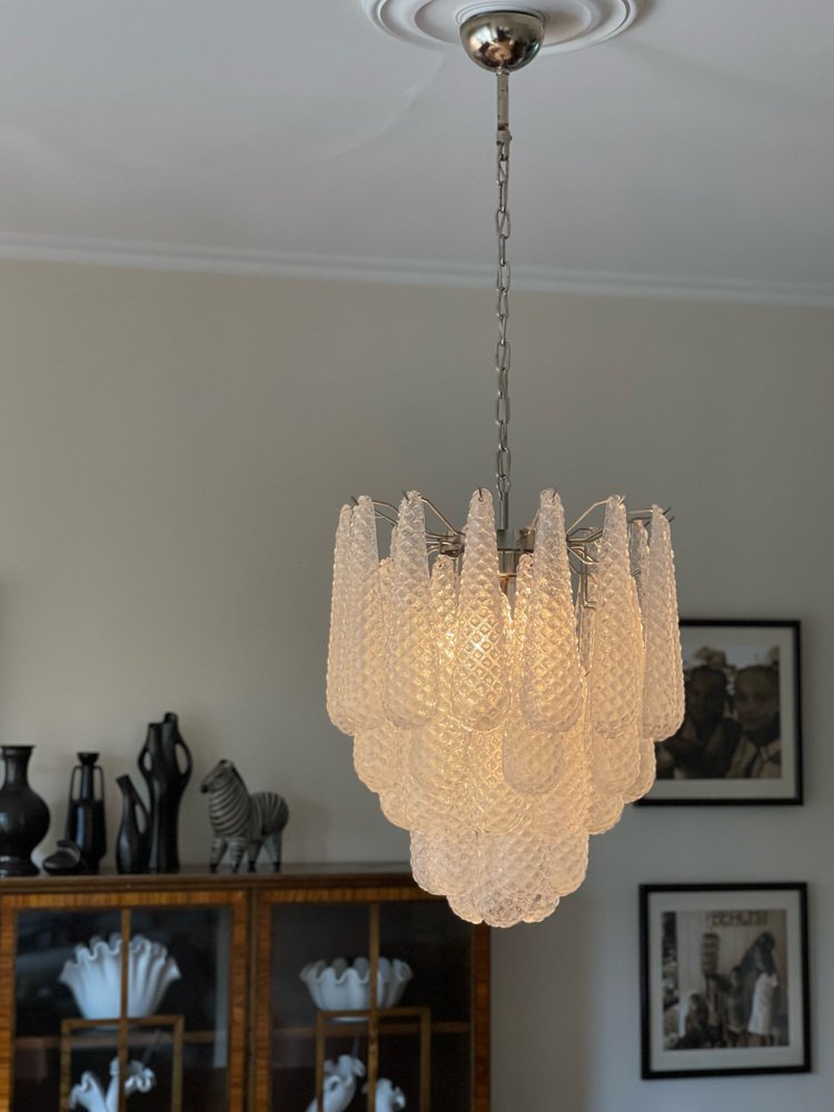 Murano Glass Chandelier with Drop Formed Prisms