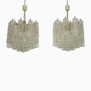 Murano Glass Chandeliers by Venini, Italy, 1970s, Set of 2-OT-1764771