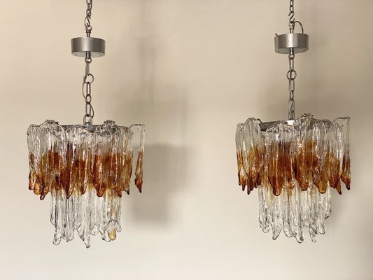 Murano Glass Chandeliers from Mazzega, 1970s, Set of 2-NPC-1729620