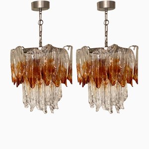 Murano Glass Chandeliers from Mazzega, 1970s, Set of 2-NPC-1729620