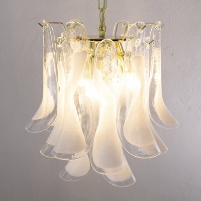 Murano Glass Crystal and White Glass Petal Ceiling Lamp, 1990s-MPO-1761819