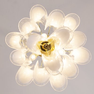 Murano Glass Crystal and White Glass Petal Ceiling Lamp, 1990s-MPO-1761819