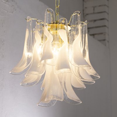 Murano Glass Crystal and White Glass Petal Ceiling Lamp, 1990s-MPO-1761819