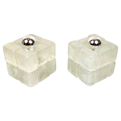 Murano Glass Cube Lamps by Albano Poli for Poliarte, Italy, 1970s, Set of 2-LYQ-1171271