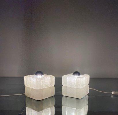 Murano Glass Cube Lamps by Albano Poli for Poliarte, Italy, 1970s, Set of 2-LYQ-1171271