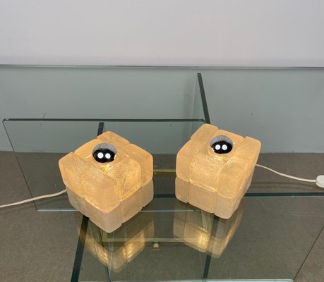 Murano Glass Cube Lamps by Albano Poli for Poliarte, Italy, 1970s, Set of 2-LYQ-1171271