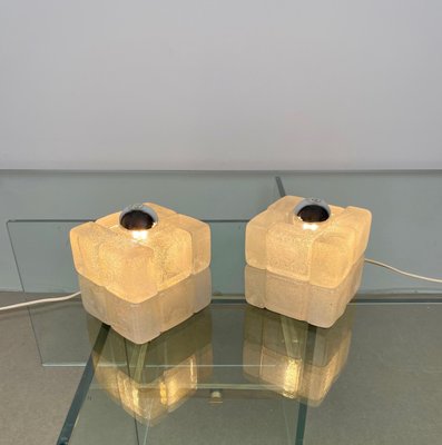 Murano Glass Cube Lamps by Albano Poli for Poliarte, Italy, 1970s, Set of 2-LYQ-1171271