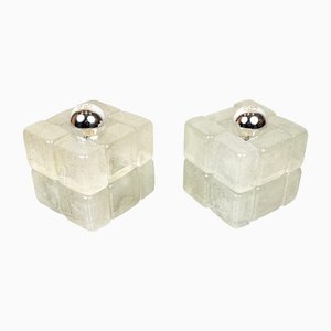 Murano Glass Cube Lamps by Albano Poli for Poliarte, Italy, 1970s, Set of 2-LYQ-1171271