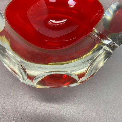 Murano Glass Faceted Sommerso Bowl or Ashtray, Italy, 1970s-QZ-1448594