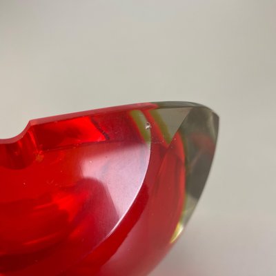 Murano Glass Faceted Sommerso Bowl or Ashtray, Italy, 1970s-QZ-1448594