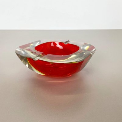 Murano Glass Faceted Sommerso Bowl or Ashtray, Italy, 1970s-QZ-1448594