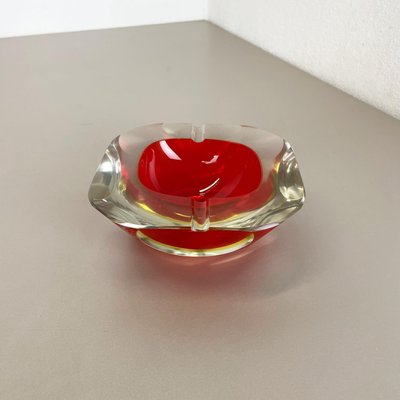 Murano Glass Faceted Sommerso Bowl or Ashtray, Italy, 1970s-QZ-1448594