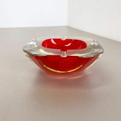 Murano Glass Faceted Sommerso Bowl or Ashtray, Italy, 1970s-QZ-1448594