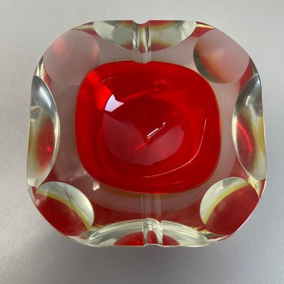 Murano Glass Faceted Sommerso Bowl or Ashtray, Italy, 1970s-QZ-1448594