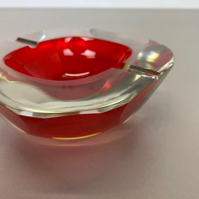 Murano Glass Faceted Sommerso Bowl or Ashtray, Italy, 1970s-QZ-1448594