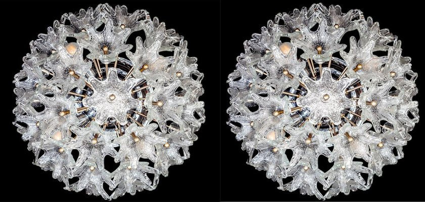 Murano Glass Flower Sputnik Chandeliers by Venini for Veart, Italy, 1960s, Set of 2-MBH-1032109