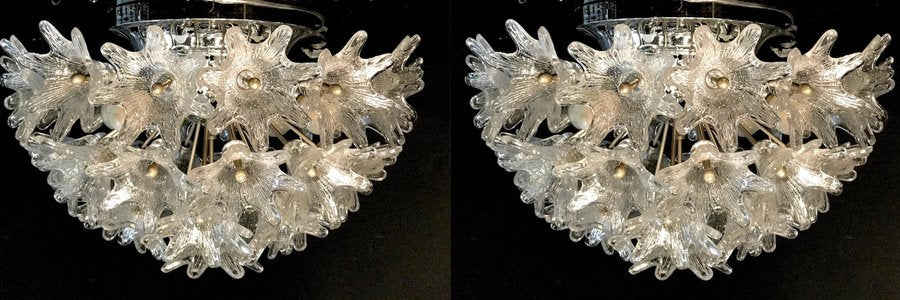 Murano Glass Flower Sputnik Chandeliers by Venini for Veart, Italy, 1960s, Set of 2-MBH-1032109