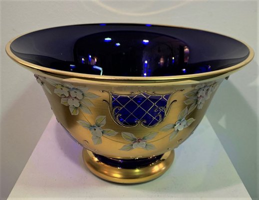 Murano Glass Fruit Bowl with Gold and Enamel, 1970s-IKW-775619