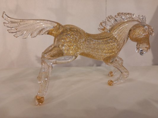 Murano Glass Golden Horse, 1980s-KIM-2034710