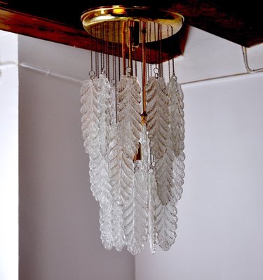 Murano Glass Leaf Chandelier from Mazzega, Italy, 1970s-EJE-953923