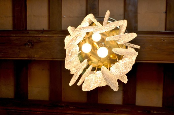 Murano Glass Leaf Chandelier from Mazzega, Italy, 1970s-EJE-953923