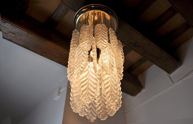 Murano Glass Leaf Chandelier from Mazzega, Italy, 1970s-EJE-953923