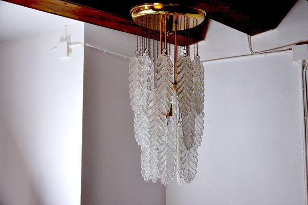 Murano Glass Leaf Chandelier from Mazzega, Italy, 1970s-EJE-953923