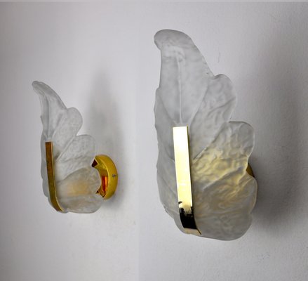 Murano Glass Leaf Sconces by Carl Fagerlund, Germany, 1970s, Set of 2-EJE-1373448