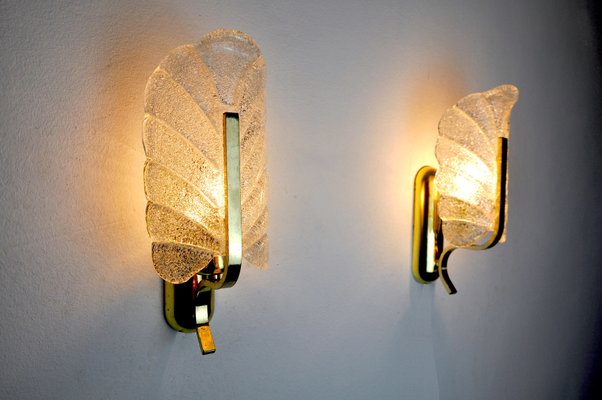 Murano Glass Leaf Sconces by Carl Fagerlund, Germany, 1970s, Set of 2-EJE-1373481