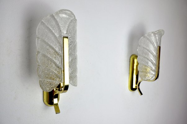 Murano Glass Leaf Sconces by Carl Fagerlund, Germany, 1970s, Set of 2-EJE-1373481