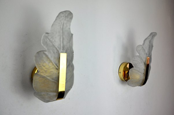 Murano Glass Leaf Sconces by Carl Fagerlund, Germany, 1970s, Set of 2-EJE-1373448