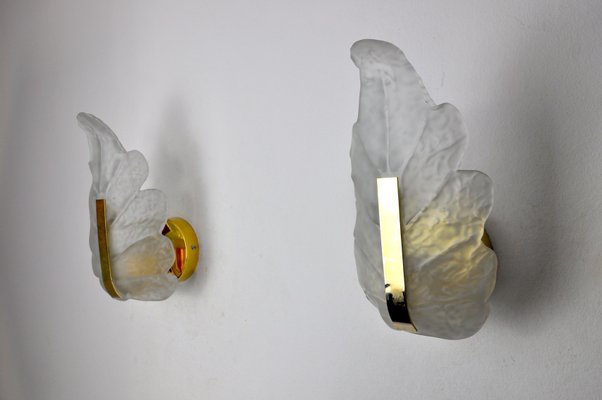 Murano Glass Leaf Sconces by Carl Fagerlund, Germany, 1970s, Set of 2-EJE-1373448