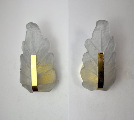 Murano Glass Leaf Sconces by Carl Fagerlund, Germany, 1970s, Set of 2-EJE-1373448