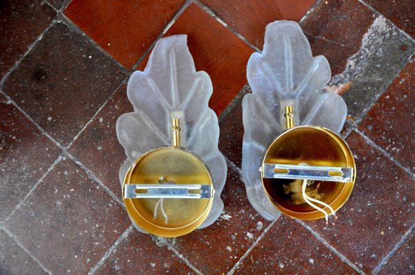 Murano Glass Leaf Sconces by Carl Fagerlund, Germany, 1970s, Set of 2-EJE-1373448