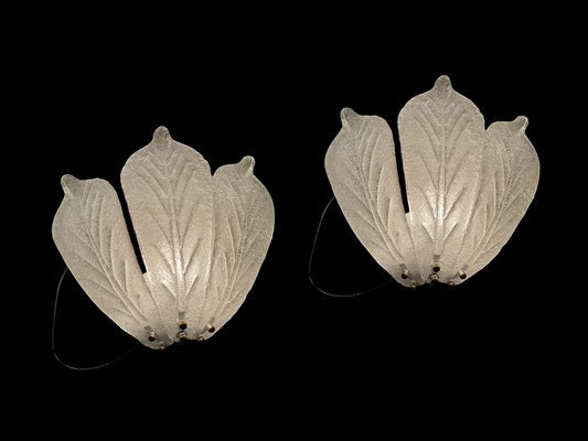 Murano Glass Leaf Sconces, Set of 2-JJC-1309745