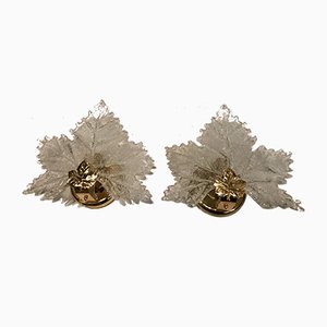 Murano Glass Leaf Shaped Sconces, 1960s, Set of 2-JJC-558810