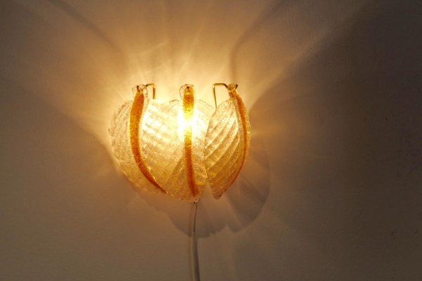 Murano Glass Leaf Wall Light from A.V Mazzega, 1970s-MO-691209