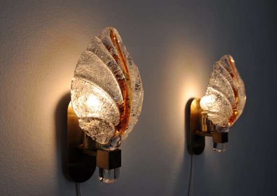 Murano Glass Leaf Wall Lights by Carl Fagerlund, Germany, 1970, Set of 2-EJE-1174554