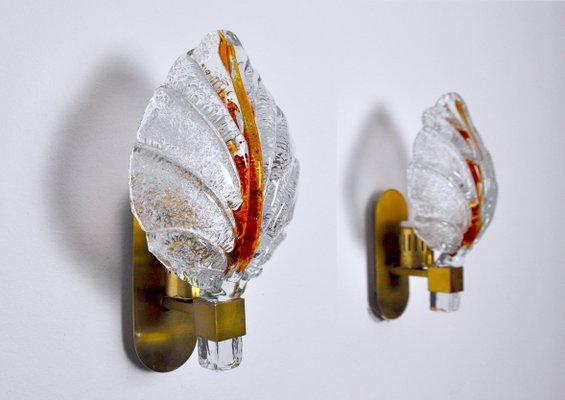 Murano Glass Leaf Wall Lights by Carl Fagerlund, Germany, 1970, Set of 2-EJE-1174554