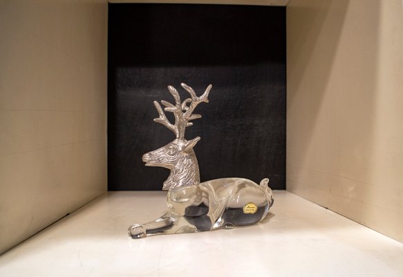 Murano Glass & Metal Deer, Italy, 1970s-VCV-1112618