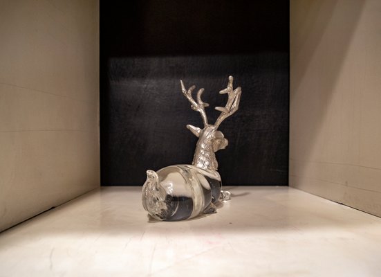 Murano Glass & Metal Deer, Italy, 1970s-VCV-1112618