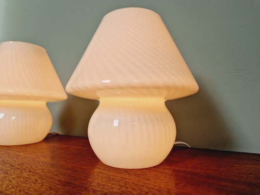 Murano Glass Mushroom Lamps, 1970s, Set of 2-FAX-1731523