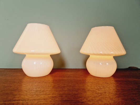 Murano Glass Mushroom Lamps, 1970s, Set of 2-FAX-1731523