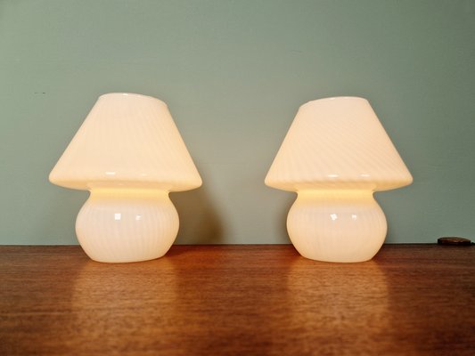 Murano Glass Mushroom Lamps, 1970s, Set of 2-FAX-1731523