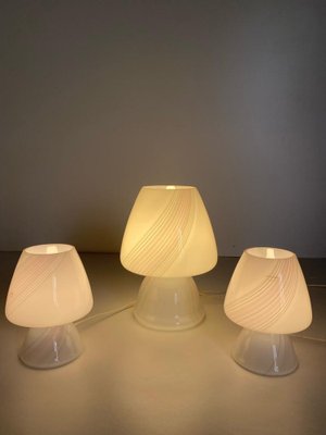 Murano Glass Mushroom Lamps, Italy, 1970s, Set of 3-TOI-1806953