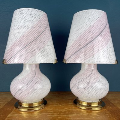 Murano Glass Mushroom Table Lamps, Italy, 1970s, Set of 2-WQC-1327811