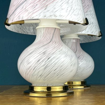 Murano Glass Mushroom Table Lamps, Italy, 1970s, Set of 2-WQC-1327811