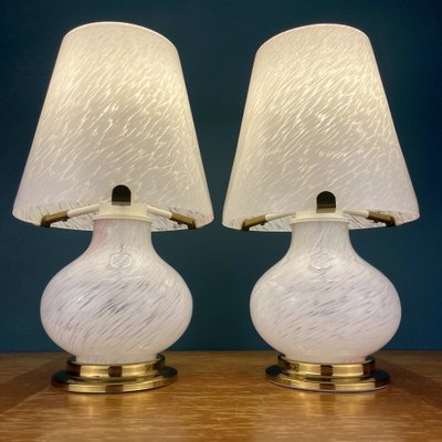 Murano Glass Mushroom Table Lamps, Italy, 1970s, Set of 2-WQC-1327811